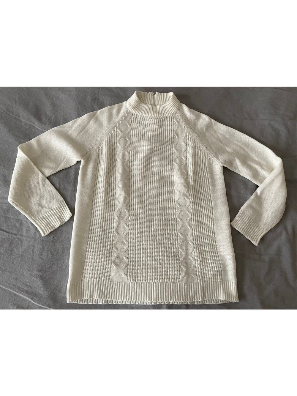 VTG. 50s/60s Mock Turtleneck sweater Cream Ivory long sleeve